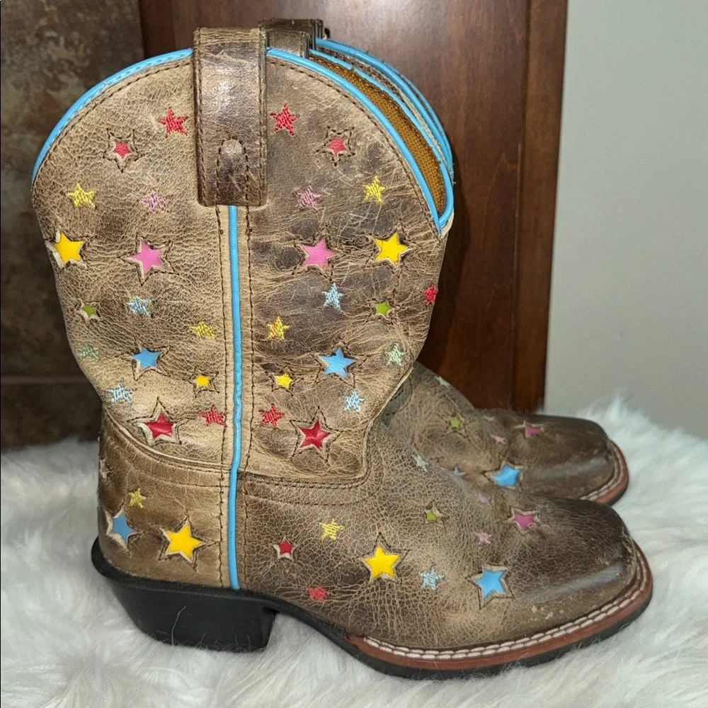 Adorable Dan Post kids boy or girl colorful star cowboy cowgirl boots size 13D